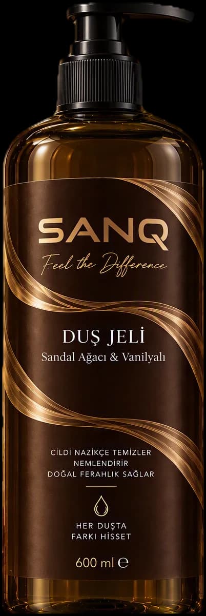 SANQ Sandal Ağacı & Vanilya Duş Jeli, 600 ml pompalı şişe