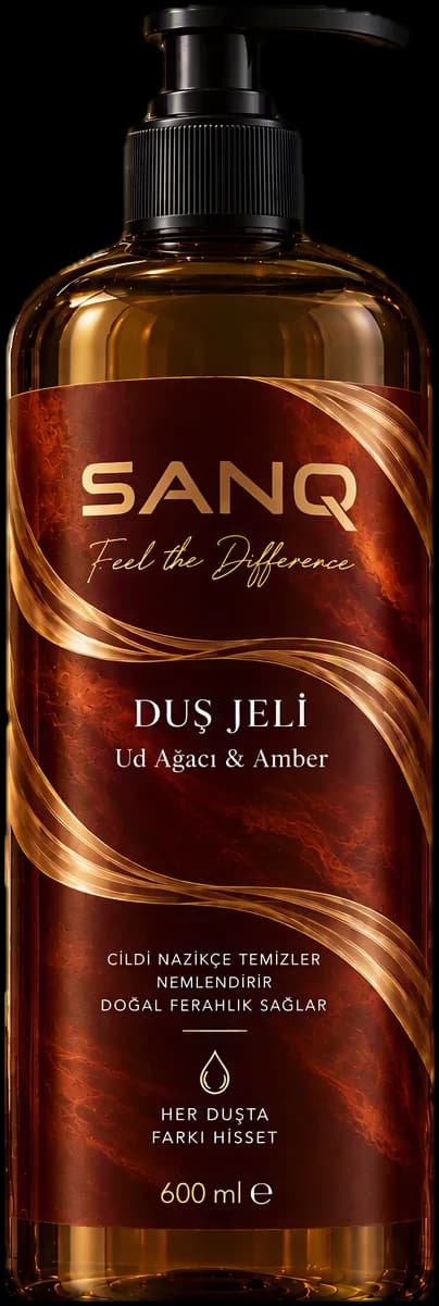 SANQ Ud Ağacı & Amber Duş Jeli, 600 ml pompalı şişe