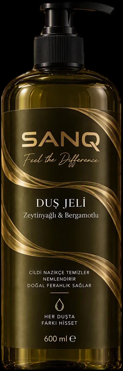 SANQ Zeytinyağı & Bergamot Duş Jeli, 600 ml pompalı şişe