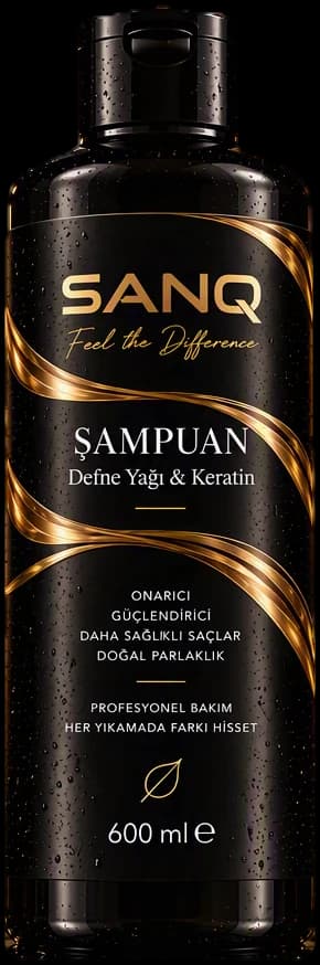 SANQ Defne Yağı & Keratin Şampuan, 600 ml kapaklı şişe