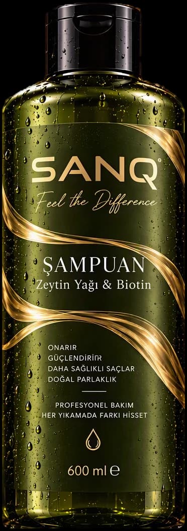 SANQ Zeytin Yağı & Biotin Şampuan, 600 ml kapaklı şişe